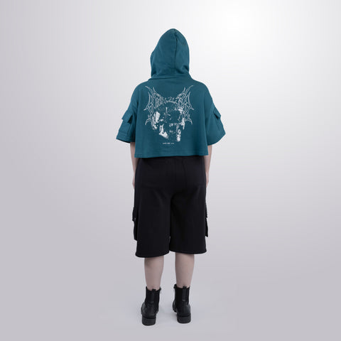 Short Sleeve Crop Fleece Hoodie