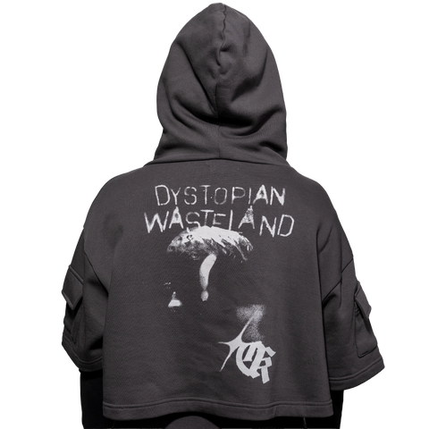 Short Sleeve Crop Fleece Hoodie