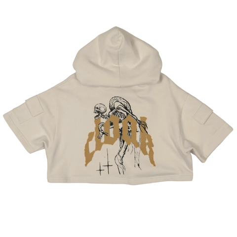 Short Sleeve Crop Fleece Hoodie