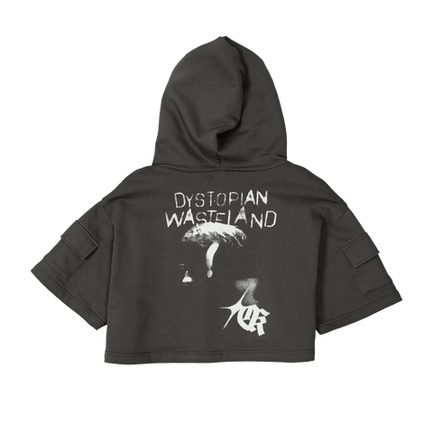 Short Sleeve Crop Fleece Hoodie