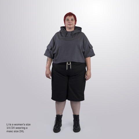 Short Sleeve Crop Fleece Hoodie