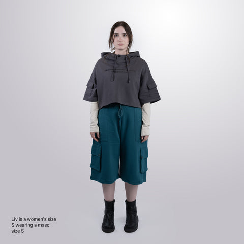 Short Sleeve Crop Fleece Hoodie