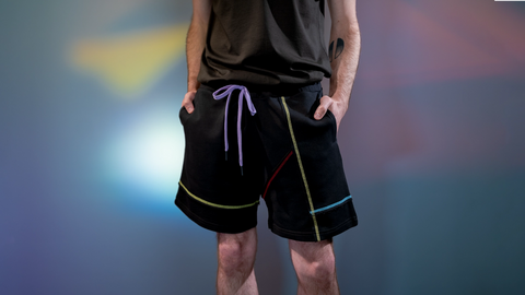 Prism Rainbow-Stitch Sweatshorts