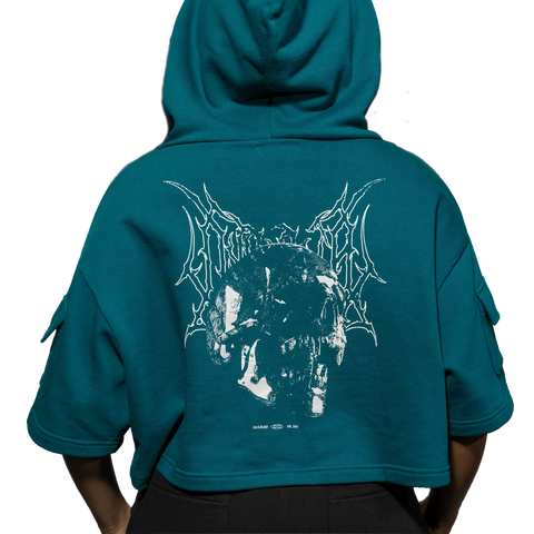 Short Sleeve Crop Fleece Hoodie