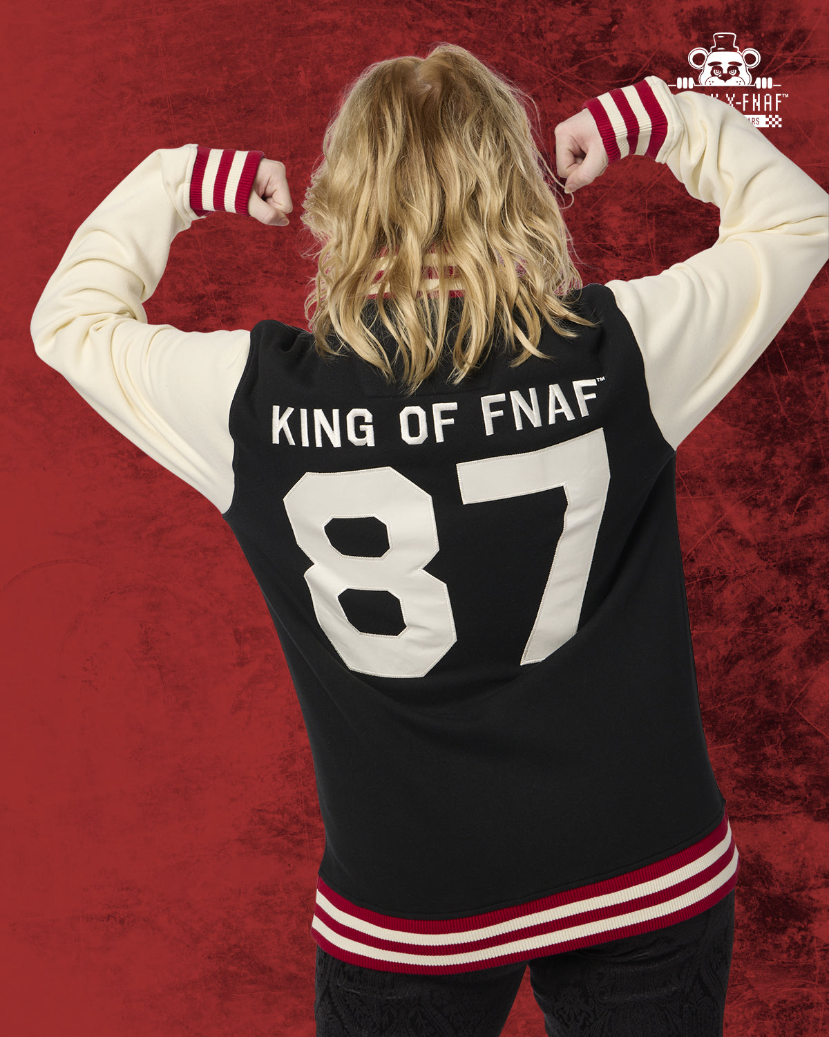 KING OF FNAF VARSITY JACKET BLK