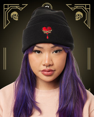 BLEEDING HEARTS BEANIE BLK