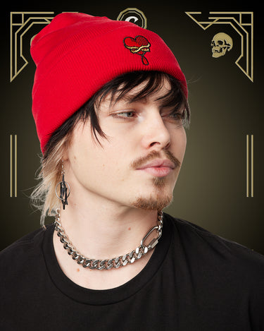 BLEEDING HEARTS BEANIE RED